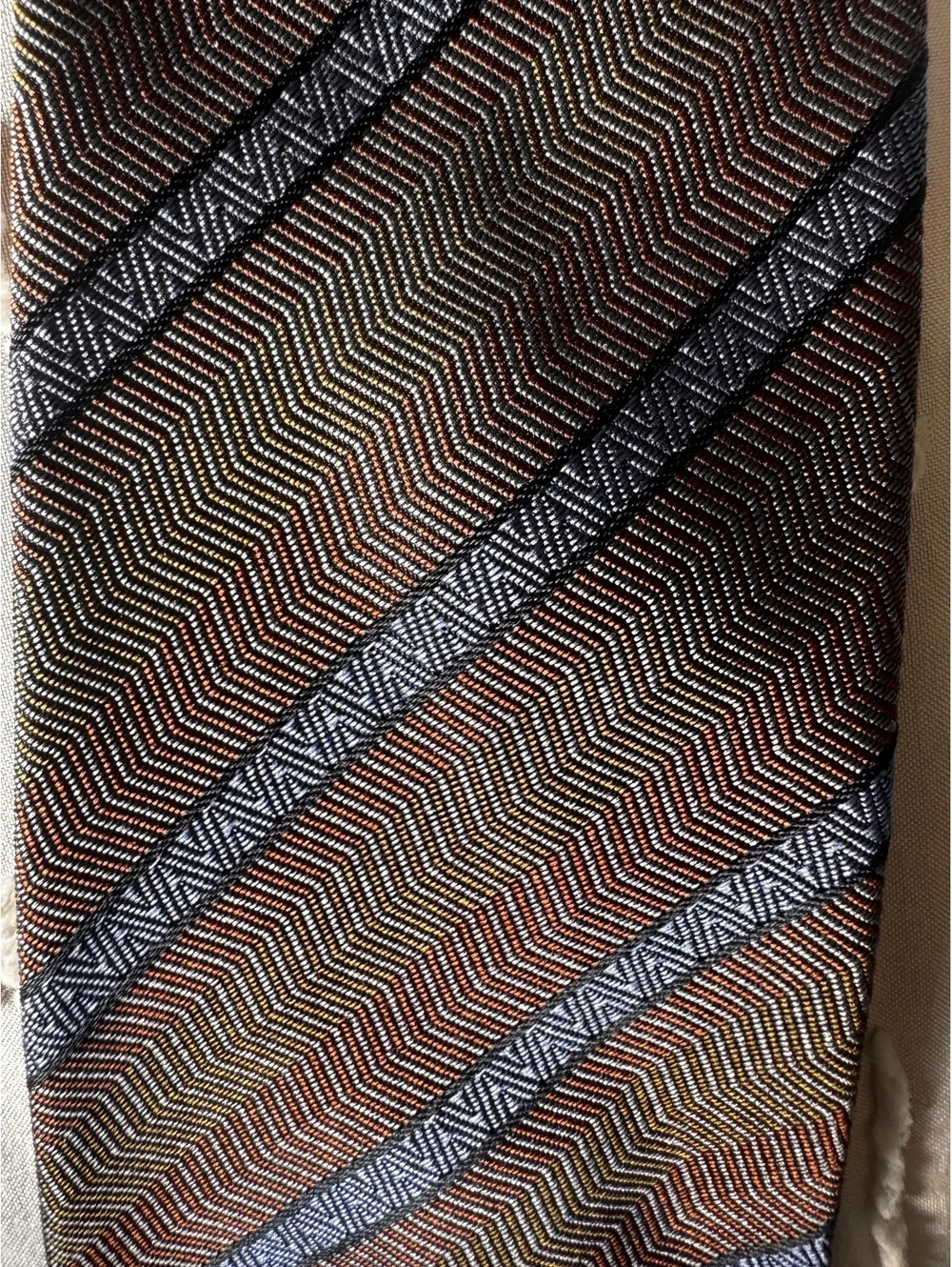Vintage Salvatore Ferragamo Silk Tie | 1990s | Chevron Stripe | Made in Italy